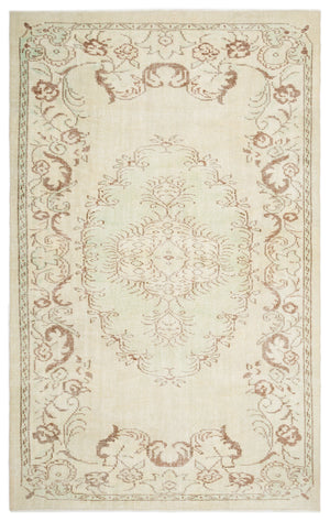 Beige Over Dyed Vintage Rug 5'11'' x 9'3'' ft 180 x 283 cm
