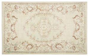 Beige Over Dyed Vintage Rug 5'11'' x 9'3'' ft 180 x 283 cm