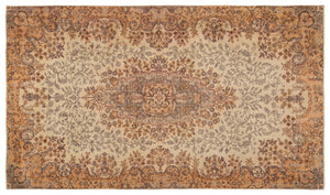 Beige Over Dyed Vintage Rug 5'5'' x 9'6'' ft 164 x 290 cm