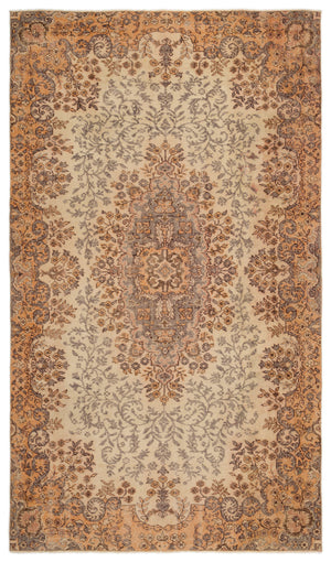 Beige Over Dyed Vintage Rug 5'5'' x 9'6'' ft 164 x 290 cm