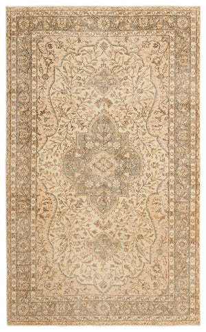 Beige Over Dyed Vintage Rug 5'3'' x 8'9'' ft 159 x 266 cm