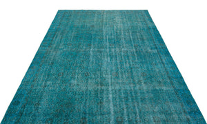 Turquoise Over Dyed Vintage Rug 6'1'' x 9'12'' ft 186 x 304 cm
