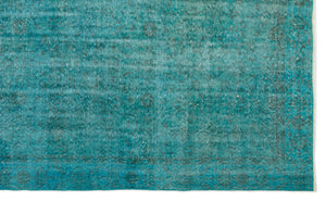 Turquoise Over Dyed Vintage Rug 6'1'' x 9'12'' ft 186 x 304 cm