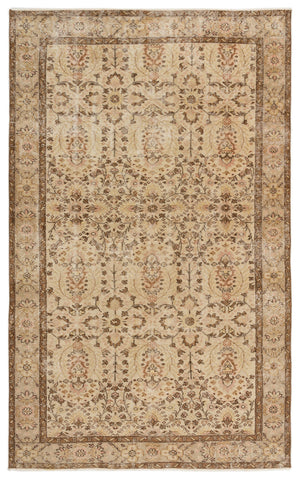 Beige Over Dyed Vintage Rug 5'3'' x 8'10'' ft 161 x 268 cm