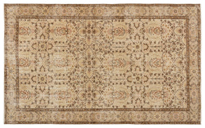 Beige Over Dyed Vintage Rug 5'3'' x 8'10'' ft 161 x 268 cm