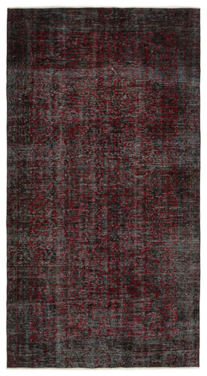 Red Over Dyed Vintage Rug 4'10'' x 9'1'' ft 148 x 277 cm