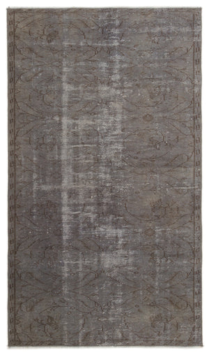 Gray Over Dyed Vintage Rug 4'5'' x 7'8'' ft 135 x 233 cm