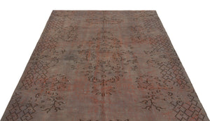 Brown Over Dyed Vintage Rug 5'5'' x 8'2'' ft 164 x 250 cm