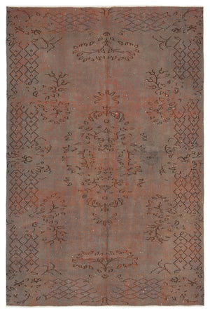 Brown Over Dyed Vintage Rug 5'5'' x 8'2'' ft 164 x 250 cm