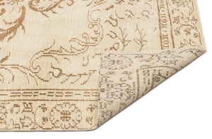 Beige Over Dyed Vintage Rug 5'4'' x 9'1'' ft 162 x 277 cm