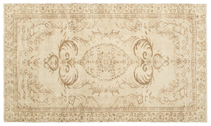 Beige Over Dyed Vintage Rug 5'4'' x 9'1'' ft 162 x 277 cm