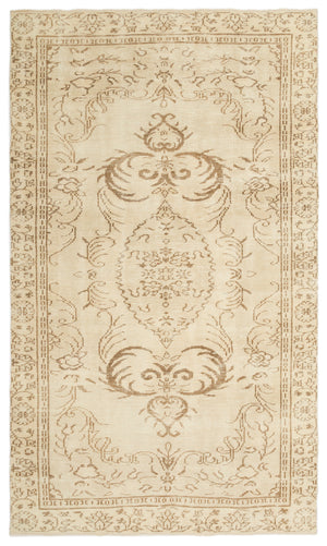 Beige Over Dyed Vintage Rug 5'4'' x 9'1'' ft 162 x 277 cm