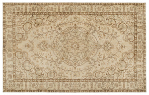 Beige Over Dyed Vintage Rug 5'8'' x 8'10'' ft 172 x 268 cm