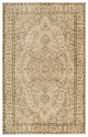 Beige Over Dyed Vintage Rug 5'8'' x 8'10'' ft 172 x 268 cm
