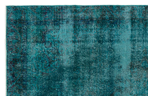 Turquoise Over Dyed Vintage Rug 6'2'' x 9'6'' ft 188 x 290 cm