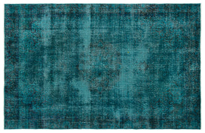 Turquoise Over Dyed Vintage Rug 6'2'' x 9'6'' ft 188 x 290 cm