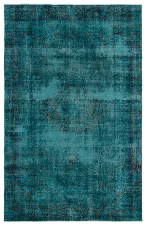 Turquoise Over Dyed Vintage Rug 6'2'' x 9'6'' ft 188 x 290 cm