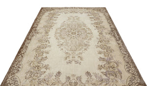 Beige Over Dyed Vintage Rug 6'1'' x 9'3'' ft 185 x 282 cm