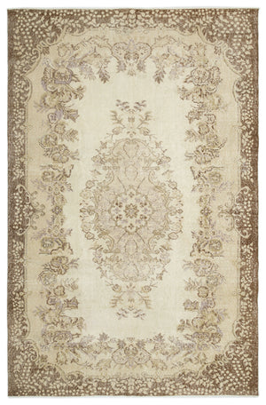 Beige Over Dyed Vintage Rug 6'1'' x 9'3'' ft 185 x 282 cm