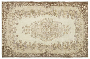 Beige Over Dyed Vintage Rug 6'1'' x 9'3'' ft 185 x 282 cm