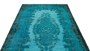 Turquoise Over Dyed Vintage Rug 5'10'' x 9'11'' ft 177 x 303 cm