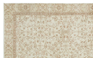 Beige Over Dyed Vintage Rug 5'7'' x 9'3'' ft 170 x 281 cm