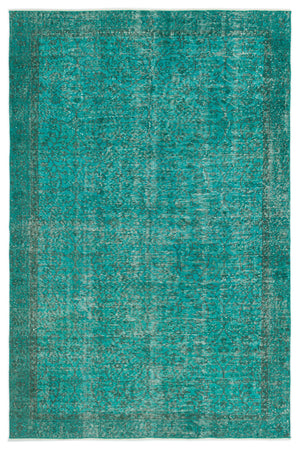 Turquoise  Over Dyed Vintage Rug 5'3'' x 8'4'' ft 161 x 255 cm