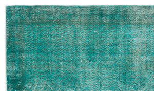Turquoise  Over Dyed Vintage Rug 5'1'' x 8'9'' ft 154 x 266 cm