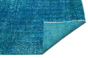 Turquoise Over Dyed Vintage Rug 5'1'' x 8'6'' ft 156 x 260 cm