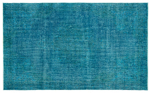 Turquoise Over Dyed Vintage Rug 5'1'' x 8'6'' ft 156 x 260 cm