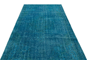 Turquoise Over Dyed Vintage Rug 5'1'' x 8'6'' ft 156 x 260 cm