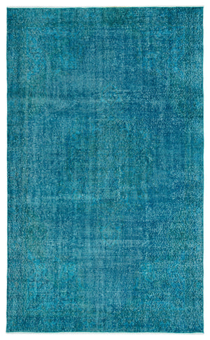 Turquoise Over Dyed Vintage Rug 5'1'' x 8'6'' ft 156 x 260 cm