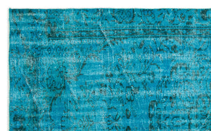 Turquoise Over Dyed Vintage Rug 4'11'' x 7'10'' ft 150 x 238 cm