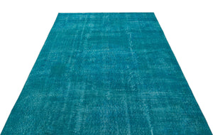 Turquoise Over Dyed Vintage Rug 5'1'' x 8'2'' ft 155 x 250 cm
