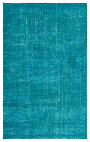 Turquoise Over Dyed Vintage Rug 5'1'' x 8'2'' ft 155 x 250 cm