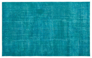 Turquoise Over Dyed Vintage Rug 5'1'' x 8'2'' ft 155 x 250 cm