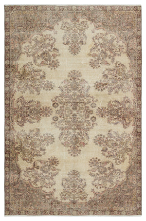 Beige Over Dyed Vintage Rug 6'5'' x 9'10'' ft 196 x 300 cm