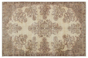 Beige Over Dyed Vintage Rug 6'5'' x 9'10'' ft 196 x 300 cm