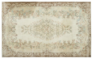 Beige Over Dyed Vintage Rug 5'11'' x 9'5'' ft 180 x 286 cm