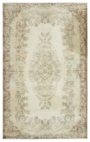 Beige Over Dyed Vintage Rug 5'11'' x 9'5'' ft 180 x 286 cm