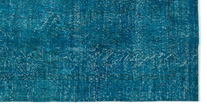 Turquoise Over Dyed Vintage Rug 4'10'' x 9'5'' ft 147 x 288 cm
