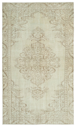 Beige Over Dyed Vintage Rug 5'4'' x 9'1'' ft 163 x 277 cm