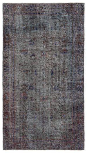 Gray Over Dyed Vintage Rug 5'3'' x 9'5'' ft 160 x 288 cm