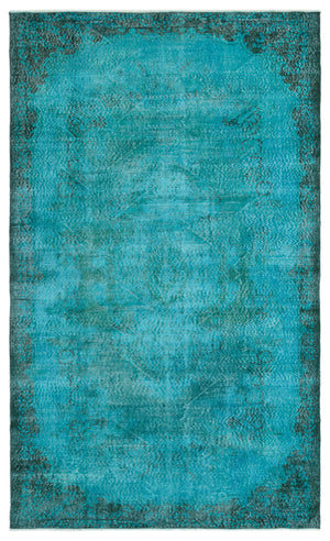 Turquoise Over Dyed Vintage Rug 6'1'' x 9'10'' ft 185 x 300 cm