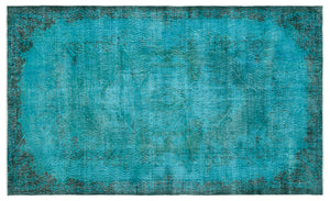 Turquoise Over Dyed Vintage Rug 6'1'' x 9'10'' ft 185 x 300 cm