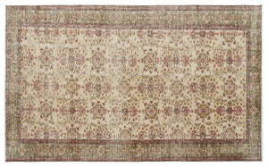 Beige Over Dyed Vintage Rug 5'9'' x 9'7'' ft 175 x 292 cm