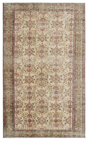 Beige Over Dyed Vintage Rug 5'9'' x 9'7'' ft 175 x 292 cm
