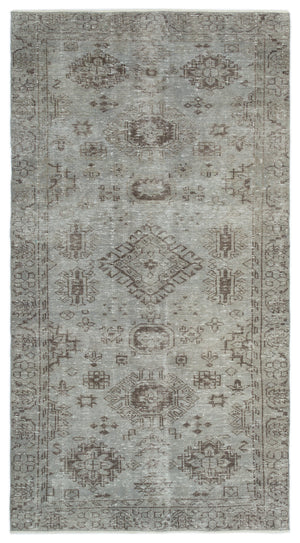 Blue Over Dyed Vintage Rug 4'7'' x 8'9'' ft 140 x 266 cm