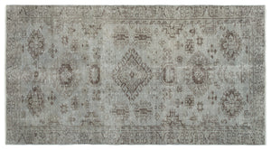 Blue Over Dyed Vintage Rug 4'7'' x 8'9'' ft 140 x 266 cm