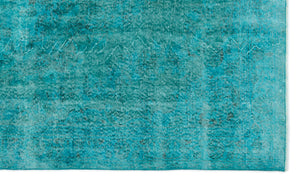 Turquoise Over Dyed Vintage Rug 5'7'' x 9'1'' ft 170 x 277 cm